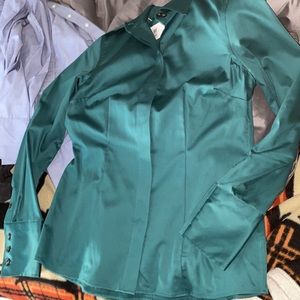 Banana Republic Non-Iron Fitted Stretch 6 Emerald Jade Green Button Down Blouse